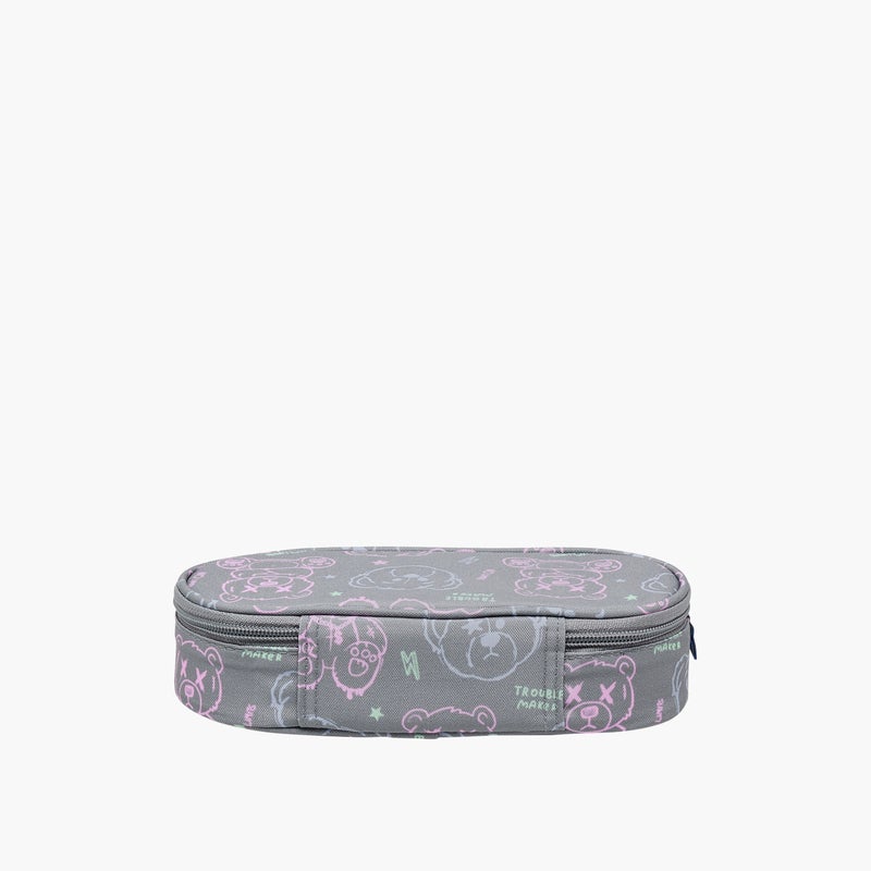 St.Right Pencil Case-Evil-Bear-Grey-1 Cmprt-Girls (Polyester) Grey \ 23X10X5 - Image 3